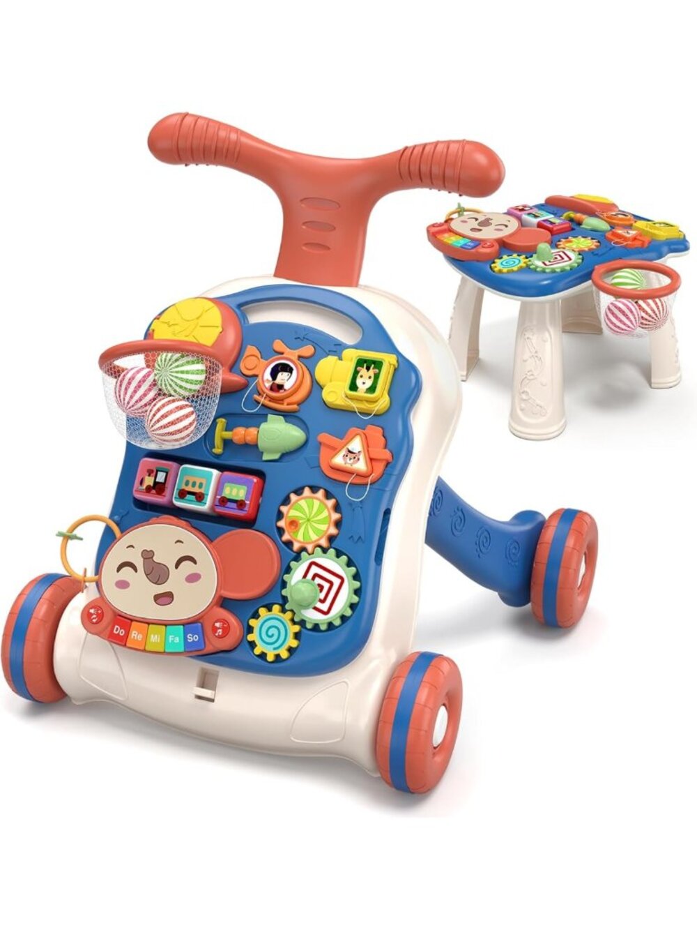 3-in-1 Baby Walker & Activity Center, Learning to Walk, Sit-to-Stand, Music Toy